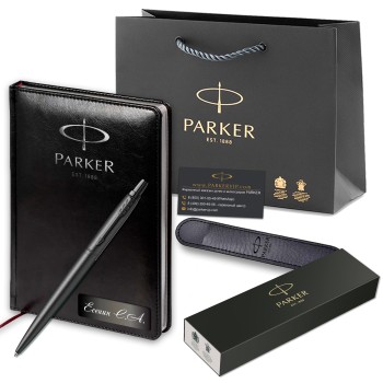Подарочный набор: Ручка шариковая Parker Jotter Monochrome XL Black BT + Ежедневник Black SS